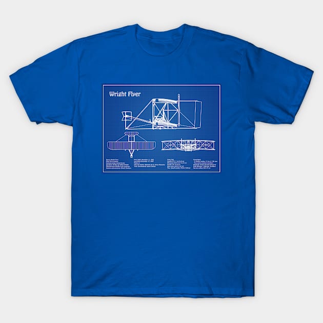 Wright Flyer - Airplane Blueprint - AD T-Shirt by SPJE Illustration Photography